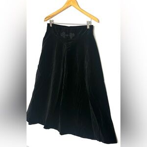 Vintage Black Velvet‎ Midi Skirt